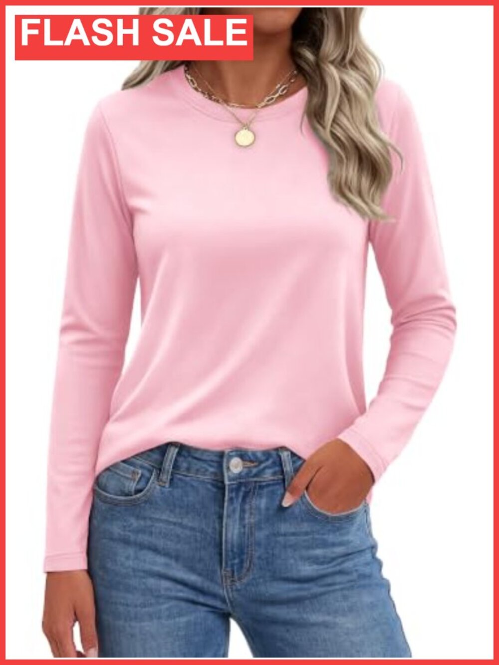 SMENG Womens Cotton Blend Long Sleeve Crewneck Tee